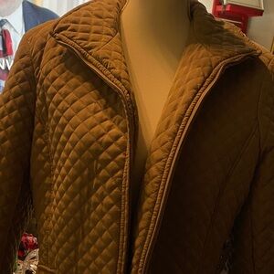 Gallery Quilted Tan Puffer Jacket like a flat bubble coat very warm